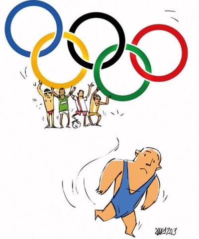 کاریکاتور حذف کشتی از بازی‌های المپیک